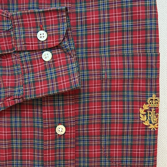Lauren Ralph Lauren Women’s Size 8 Red Green Checked Button Down Shirt - Picture 3 of 4